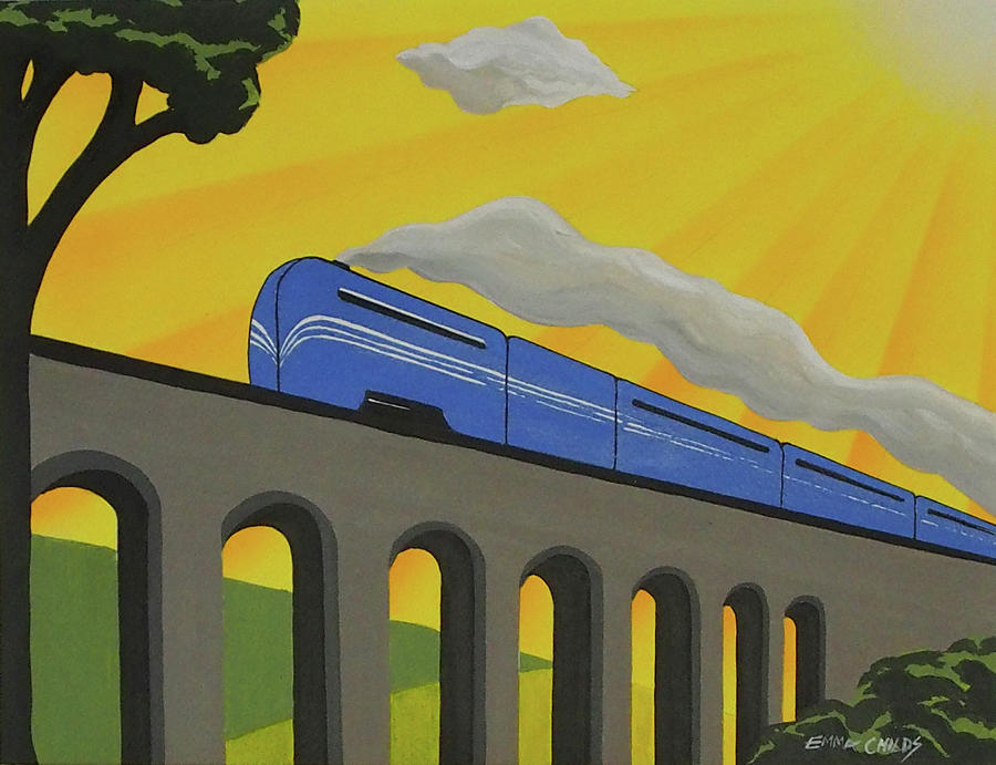 Art Deco Coronation Scot In Blue Painting by Emma Childs