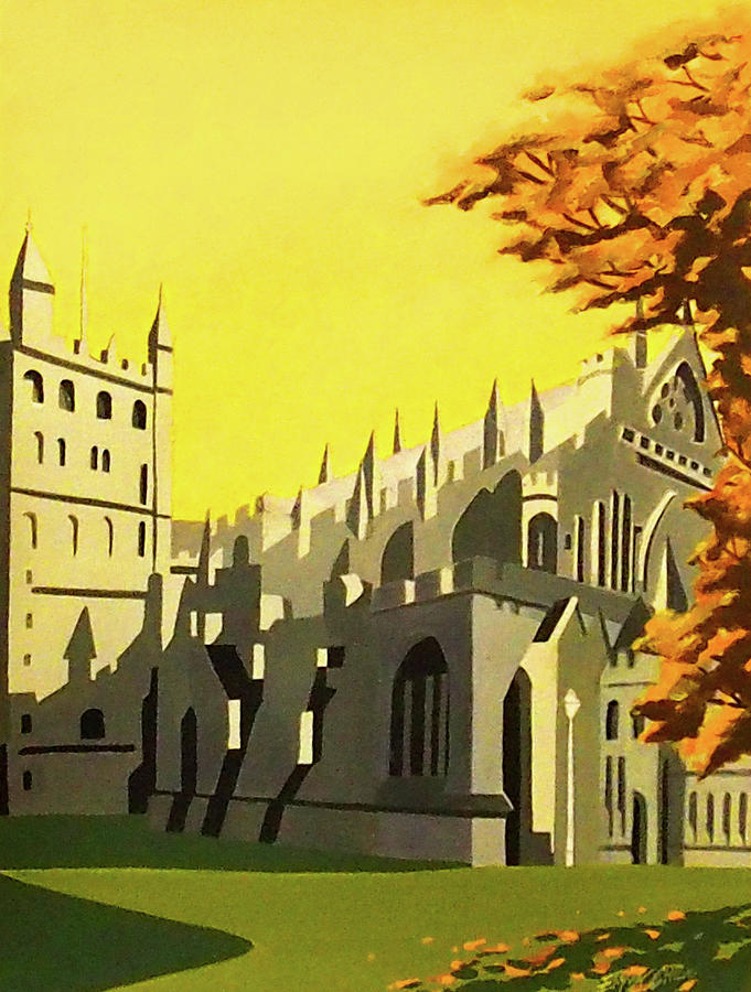 Art Deco Exeter Cathedral Painting by Emma Childs