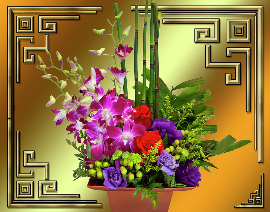 Art Deco Floral Arrangement Digital Art by Chuck Staley