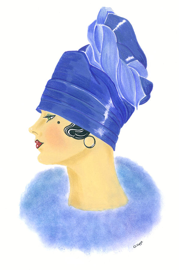 Hat Painting - Art Deco Lady - Clarissa by Di Kaye