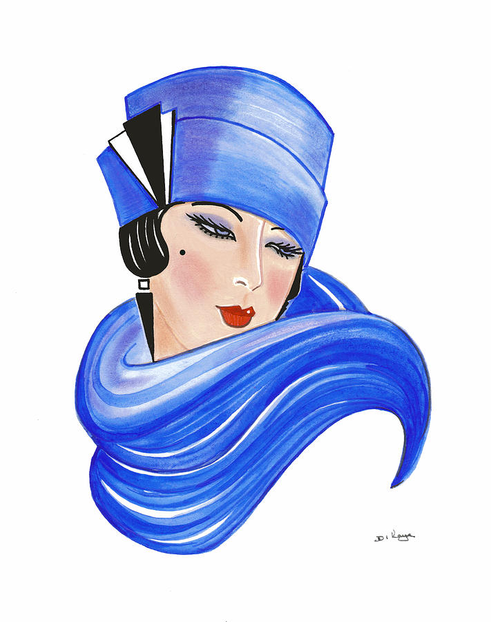 Hat Painting - Art Deco Lady - Fleur by Di Kaye