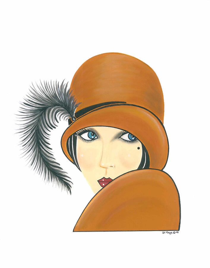 Hat Painting - Art Deco Lady - Ginger by Di Kaye