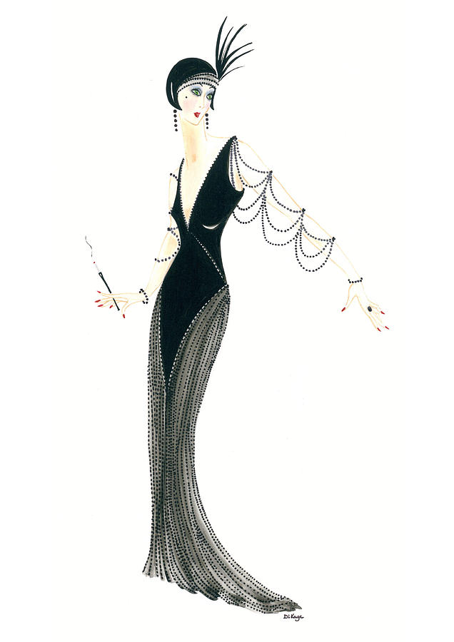 Art Deco Painting - Art Deco Lady - Josephine by Di Kaye