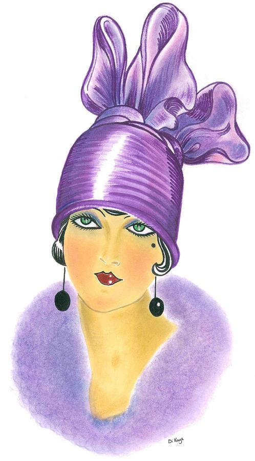 Hat Painting - Art Deco Lady - Phoebe by Di Kaye