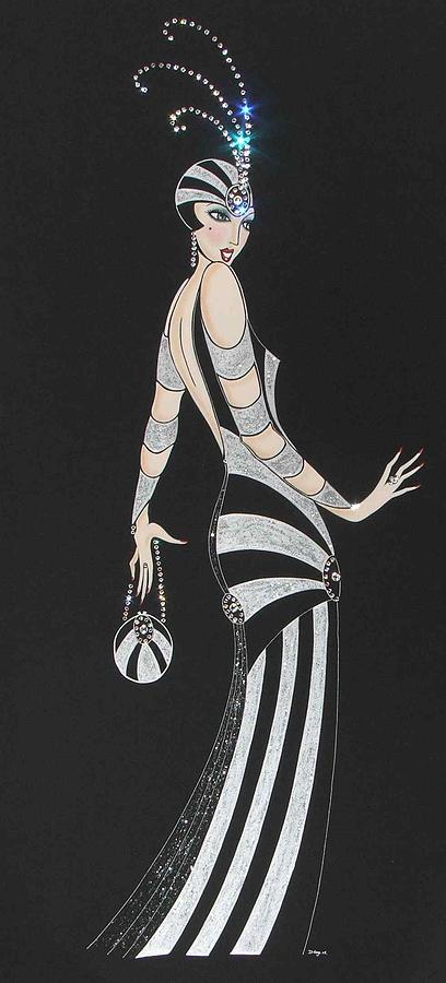 Art Deco Painting - Art Deco Lady - Tallulah by Di Kaye
