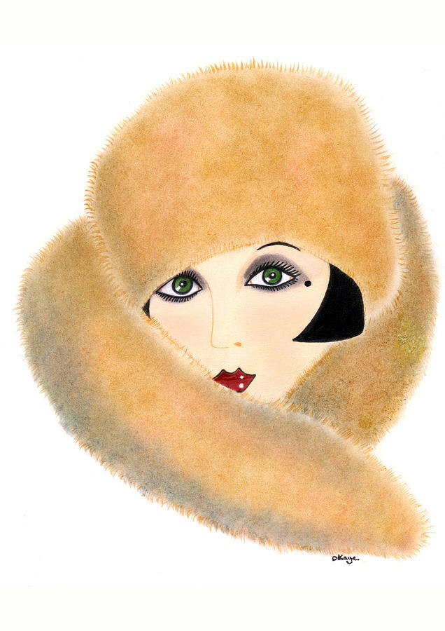 Hat Painting - Art Deco Lady - Vivian by Di Kaye