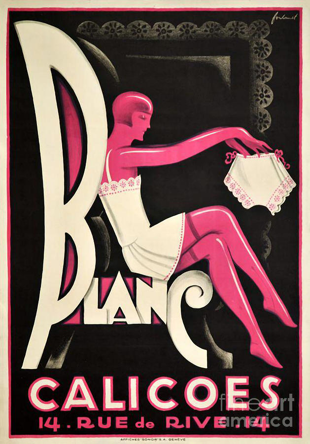 Paris Painting - Art Deco Paris Lingerie Ad by Mindy Sommers