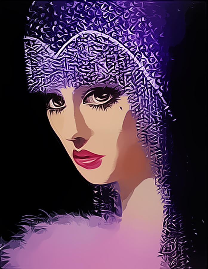 Flapper in Purple Hat Digital Art by Chuck Staley