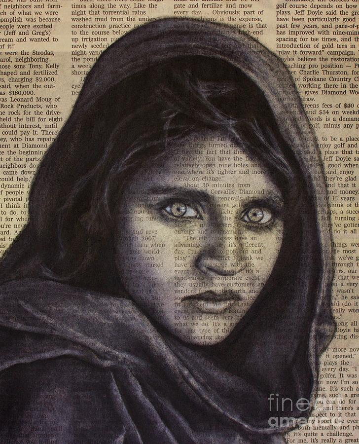 Art in the news 64-Afghan Girl Drawing by Michael Cross