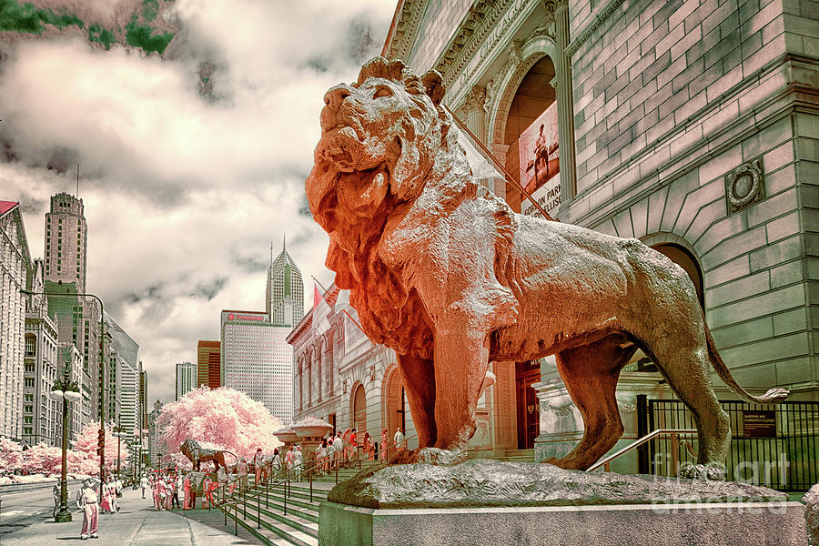 Art Institute Lions - 720 nm IR Photograph by Izet Kapetanovic