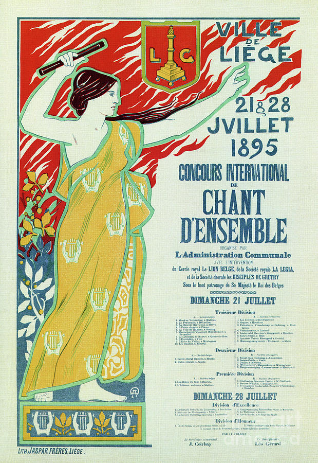 Art Nouveau concert  ad Ville de Liege Drawing by Heidi De Leeuw