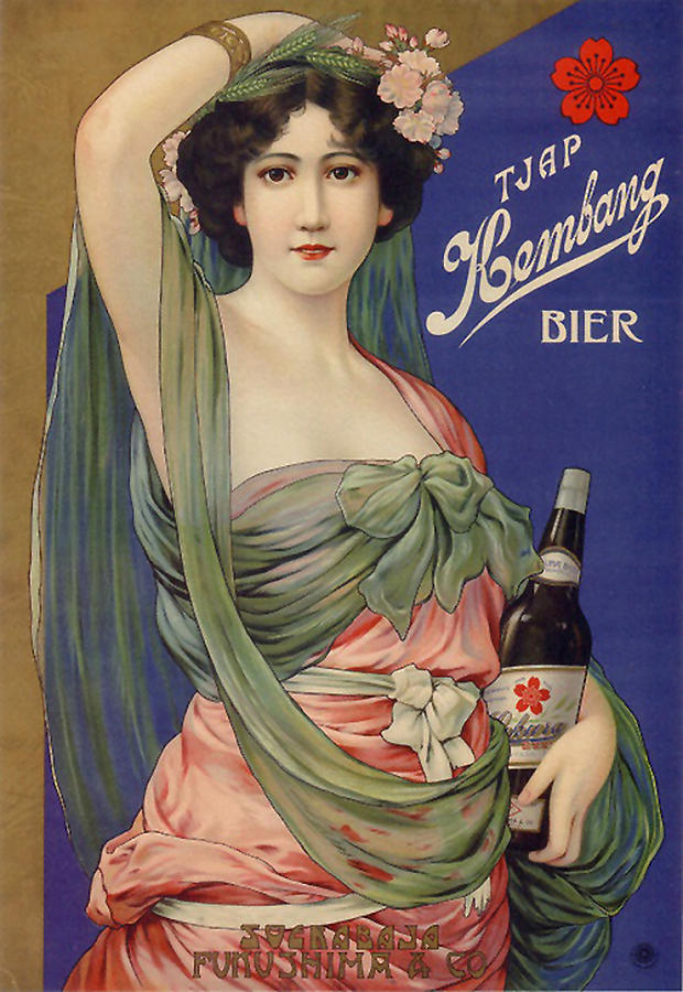 Art Nouveau Era Beer Poster Japan Drawing
