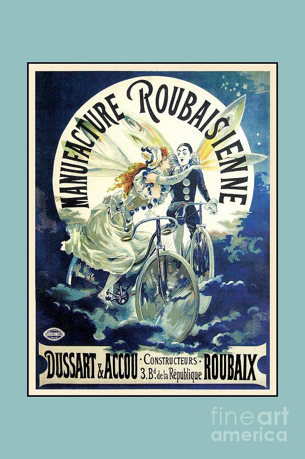 Art Nouveau French bicycles adverts winged clowns Digital Art by Heidi De Leeuw