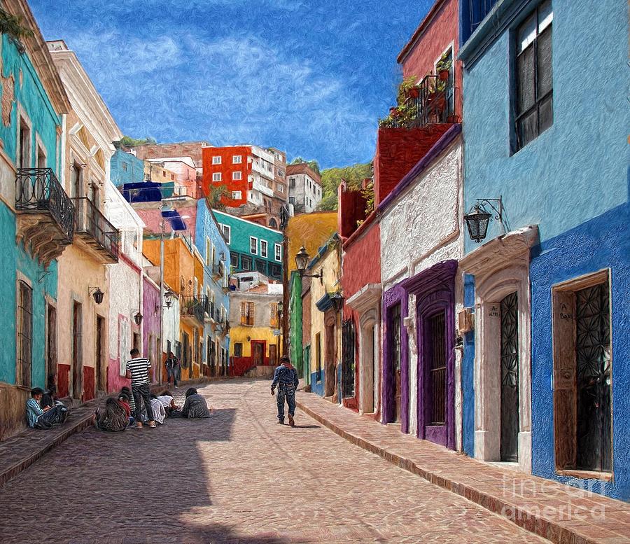 Art Students Drawing A Street In Guanajuato Photograph
