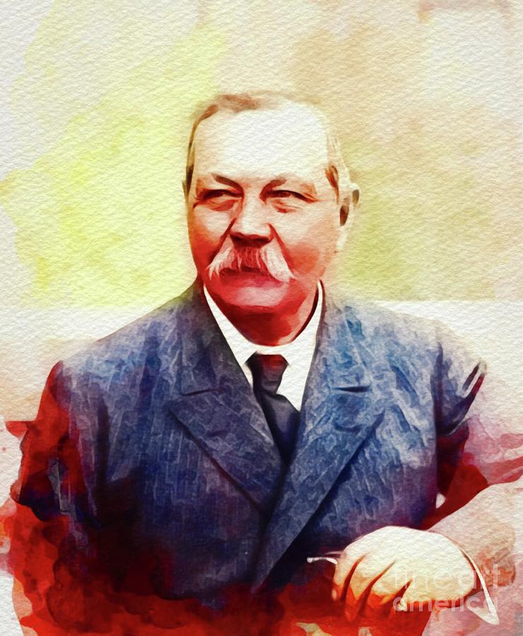 Vintage Painting - Arthur Conan Doyle, Literary Legend by Esoterica Art Agency