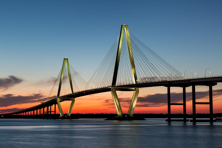 Arthur Ravenel Bridge, Charleston at Twilight Photograph by Denise Bush