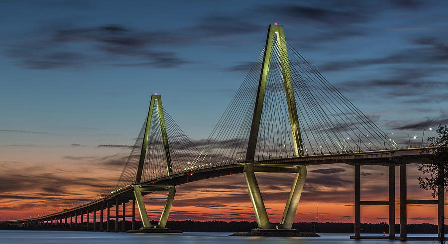 Arthur Ravenel Jr. Bridge of Charleston at Dusk Photograph by Donnie Whitaker