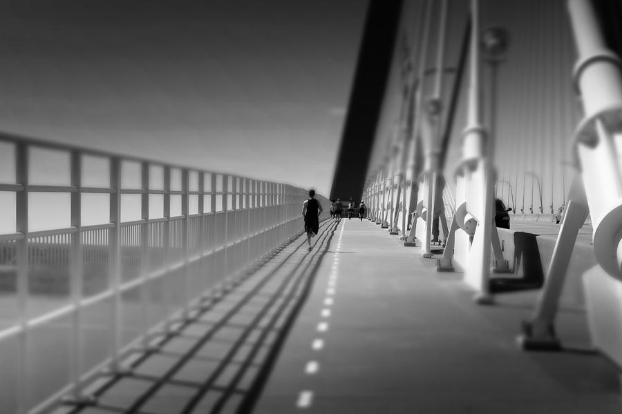 Black And White Photograph - Arthur Ravenel Jr Bridge Runner by Ivo Kerssemakers