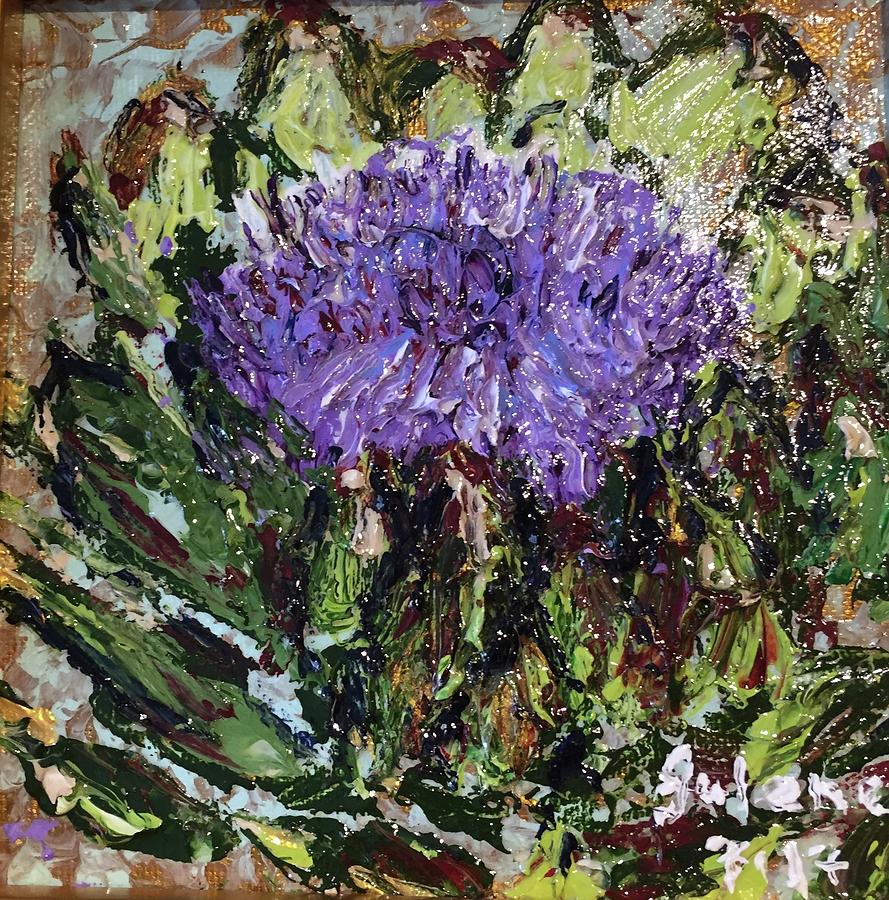 Artichoke Blooming Painting by Julene Franki