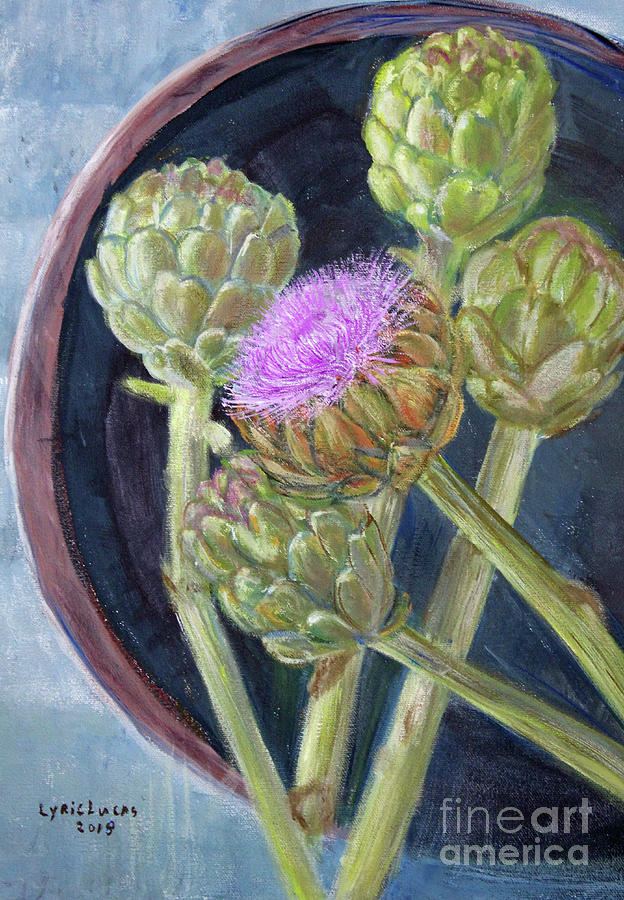 Artichoke In Bloom Painting by Lyric Lucas