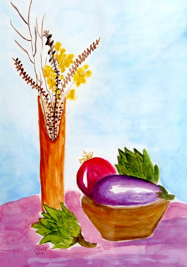 Artichokes and Eggplant Painting by Jamie Frier