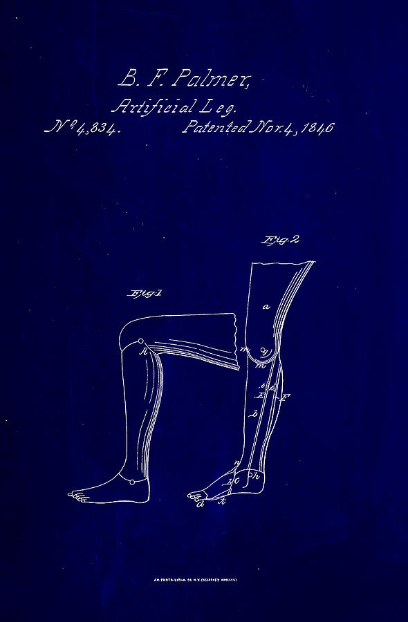 Artificial Leg Patent Drawing 1d Mixed Media by Brian Reaves