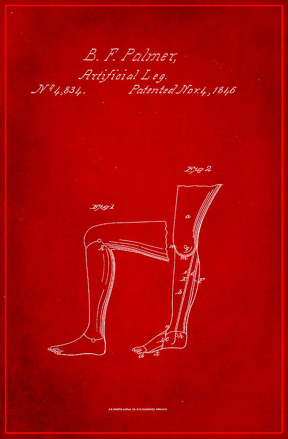 Artificial Leg Patent Drawing  Mixed Media by Brian Reaves