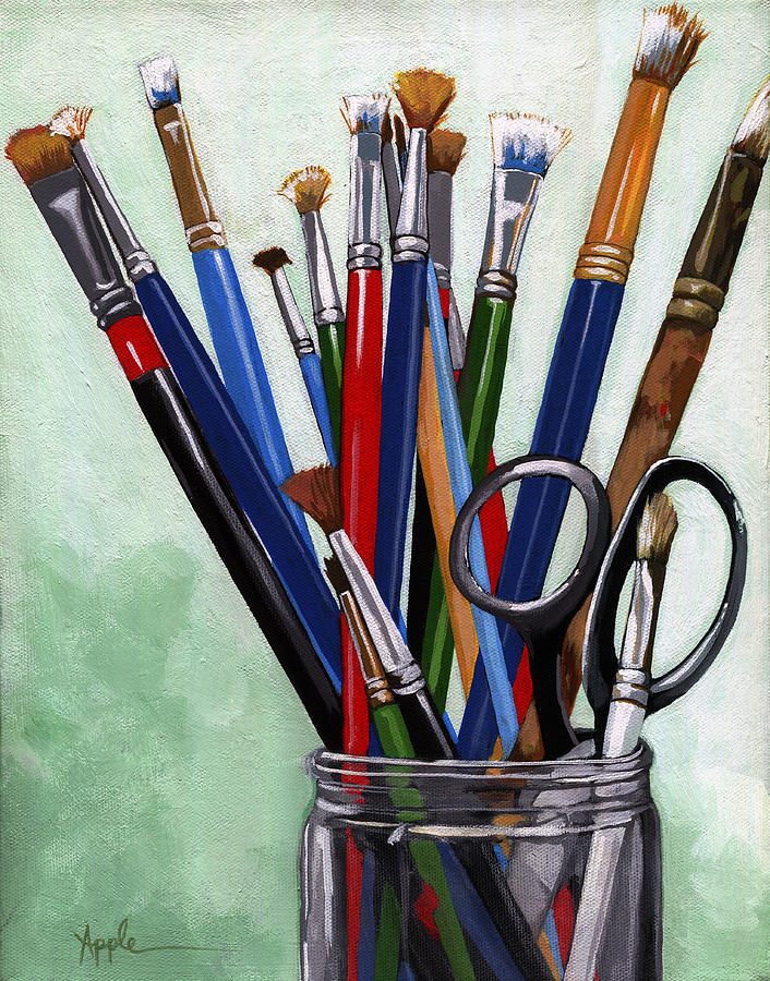 Still Life Painting - Artist Brushes by Linda Apple