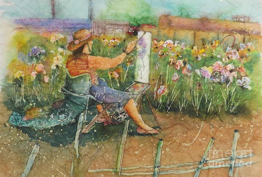Artist in the Iris Garden Painting by Carol Losinski Naylor
