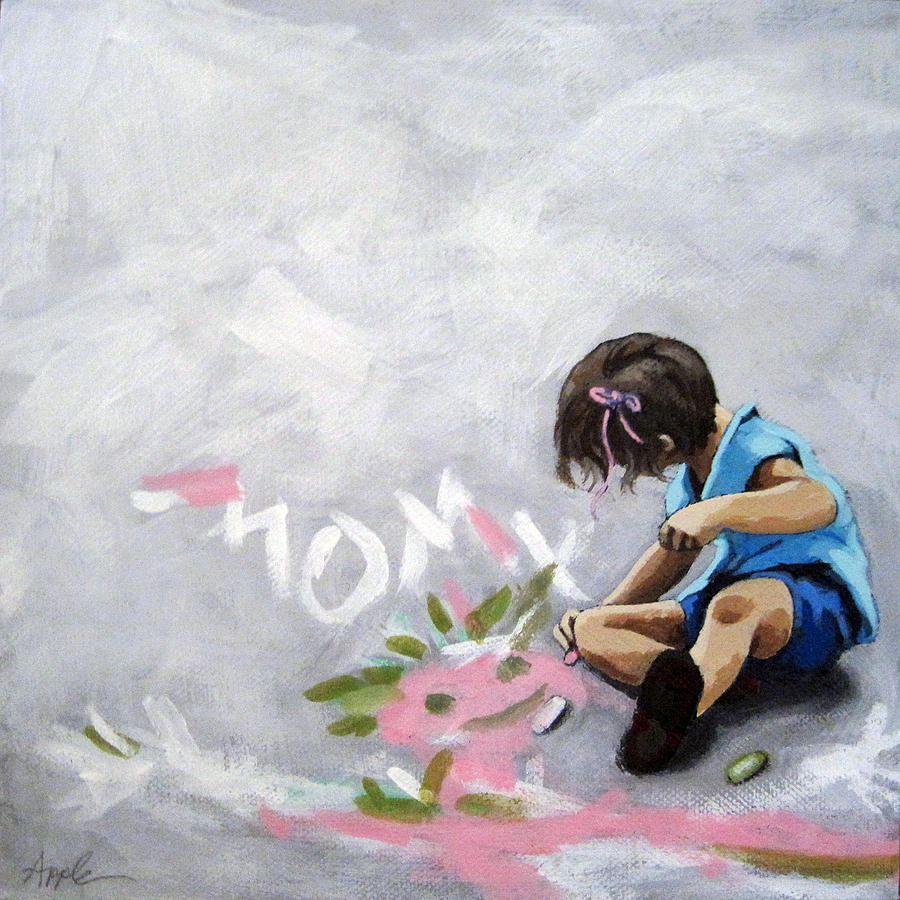 Artist of the Future - little girl Painting by Linda Apple