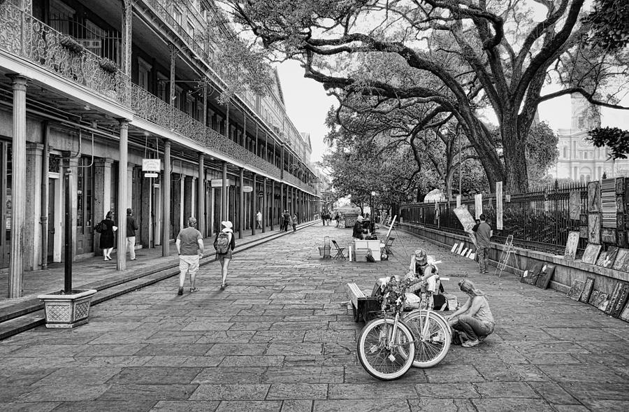 Artist Row at Jackson Square - New Orleans - b/w Photograph by Greg Jackson