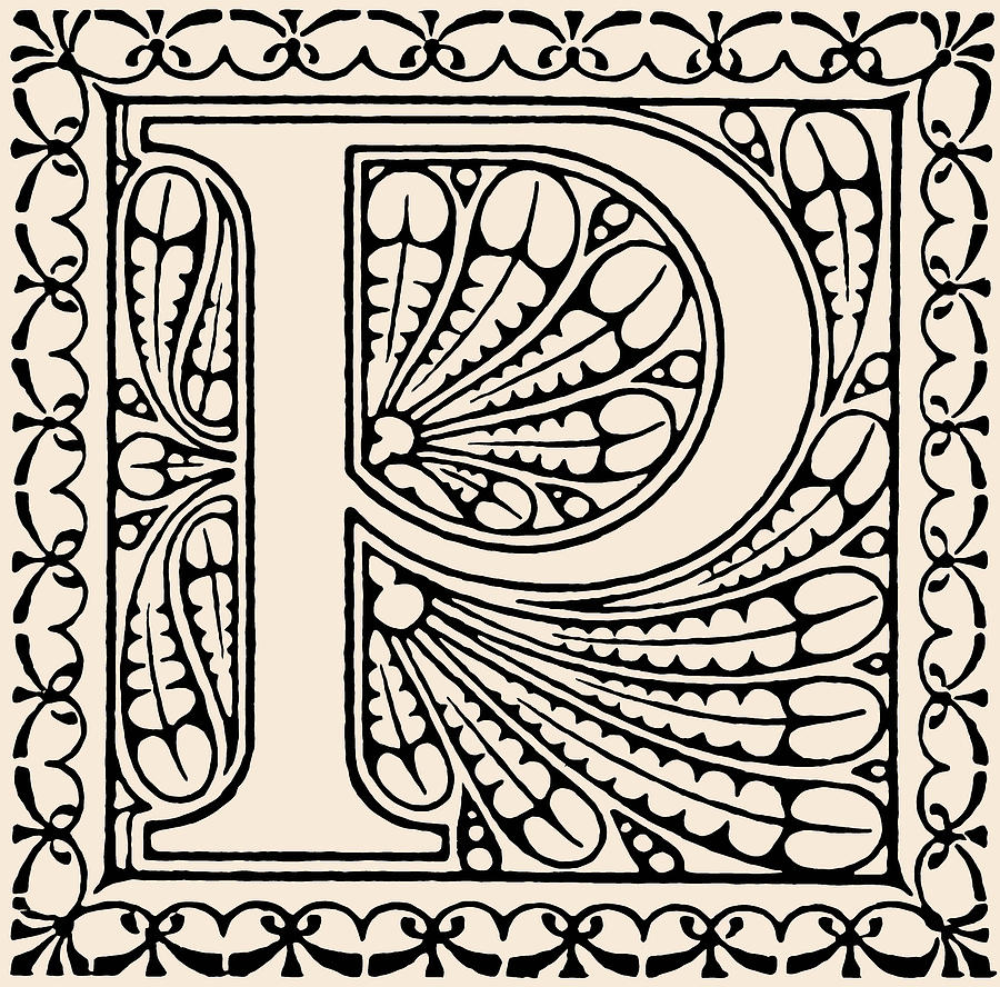 Artistic Ancient Alphabet Letter P Digital Art