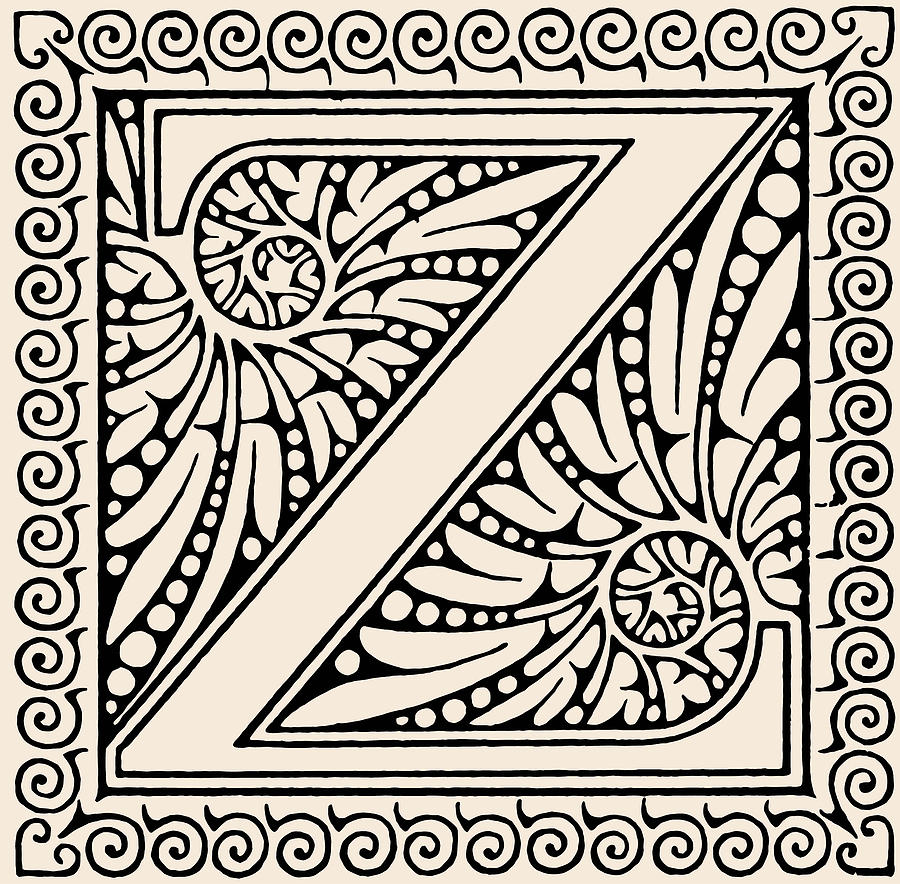 Letter Z Digital Art - Artistic Ancient Alphabet Letter Z by Georgiana Romanovna