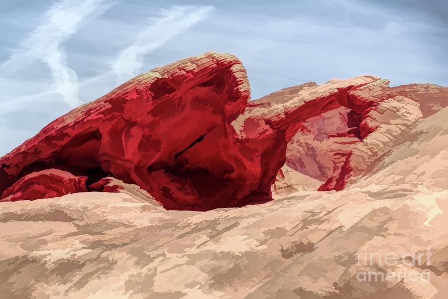 Las Vegas Digital Art - Artistic Natural Arch Valley of Fire  by Chuck Kuhn