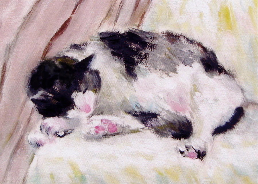 Artists Cat Sleeping Painting by Kazumi Whitemoon