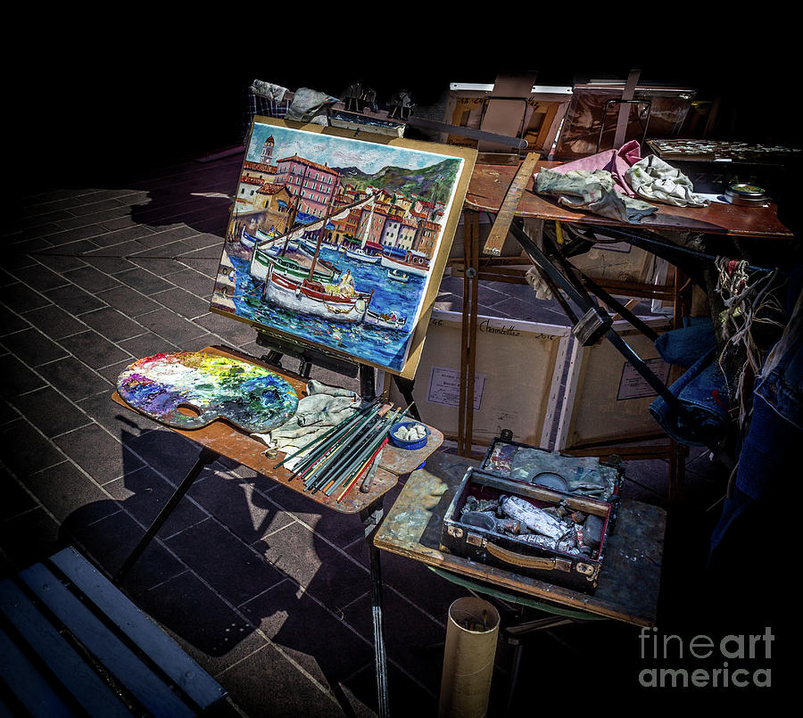 Artists Colorful Easel At Street Market in Nice, France 2 Photograph by Liesl Walsh