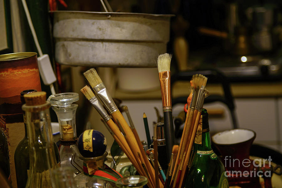 Artists paint brushes Photograph by Vladi Alon