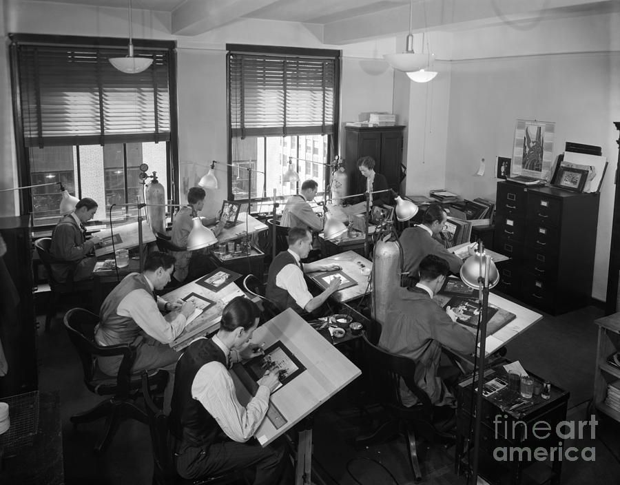 Artists Working In Drafting Studio Photograph by H. Armstrong Roberts/ClassicStock