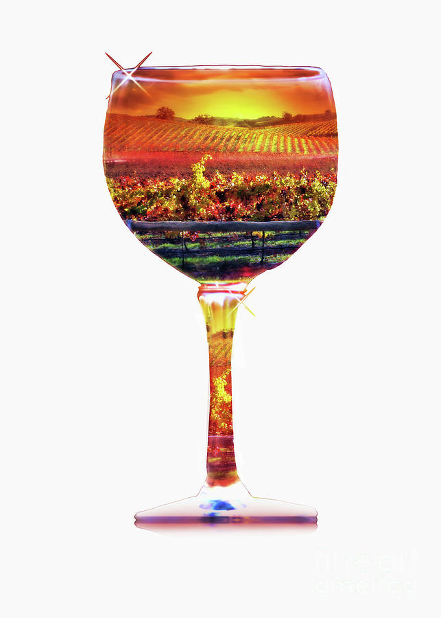 Artsy Wine Abstract Wine Glass and Vineyard Photograph by Stephanie Laird