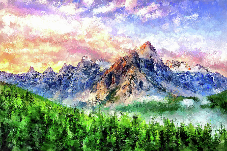 Artwork - Beautiful Mountain Digital Art by ArtDesign Works