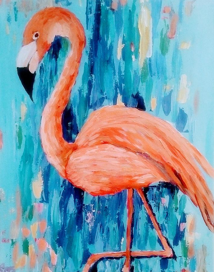 Aruba Flamingo Painting by Lynne McQueen