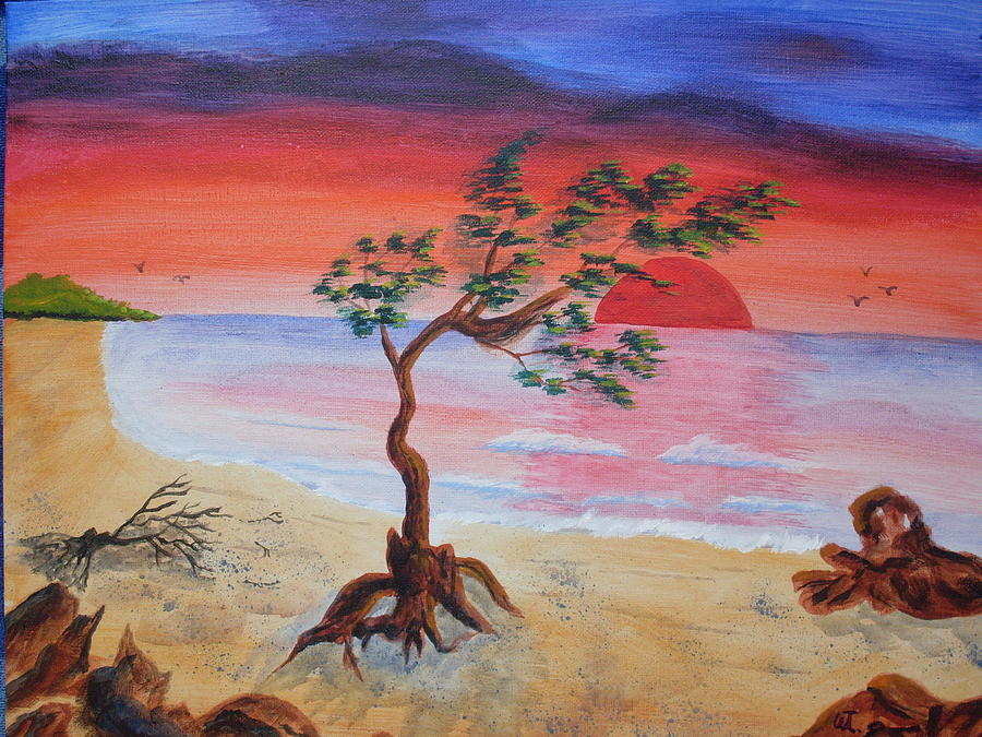 Aruba Sunset Painting by Warren Thompson
