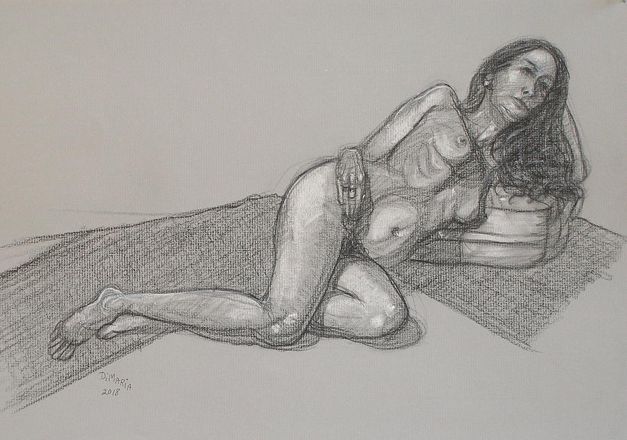 Nude Drawing - Arzelie Reclining 1 by Donelli  DiMaria