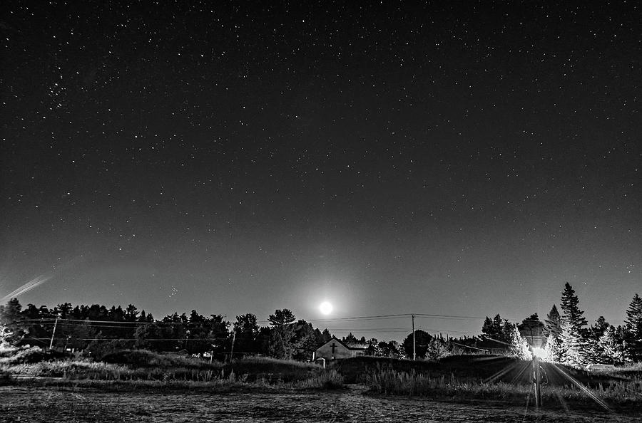 As August Ends - Moonrise bw Photograph by Steve Harrington