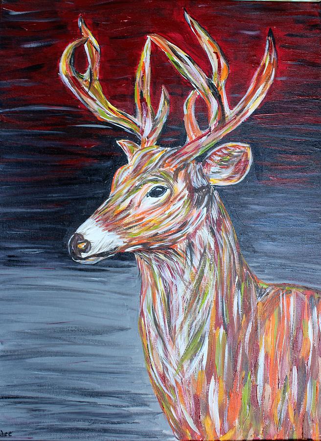 Deer Painting - As Night Falls by Misty Lee