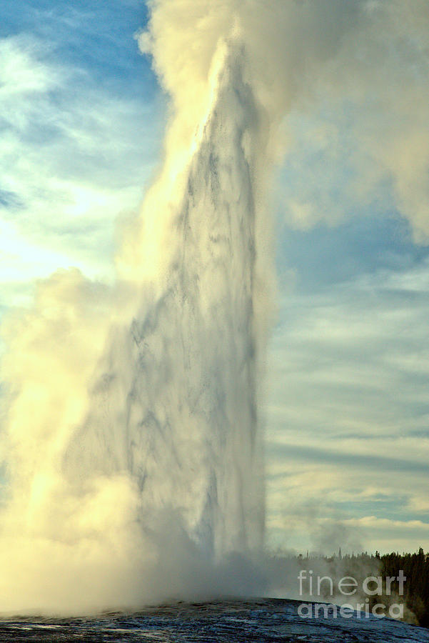 As The Sun Sets At Old Faithful Photograph by Adam Jewell
