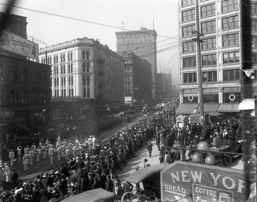 Asahel Curtis, 1874-1941, Draft Parade, Seattle Painting By Celestial 