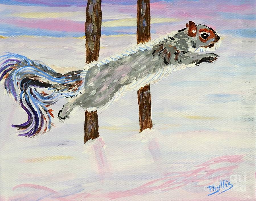 Asbeds Swishy Tailed Squirrell Painting by Phyllis Kaltenbach