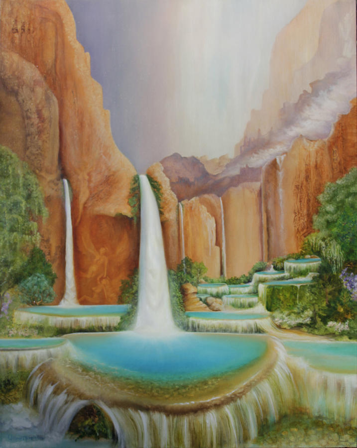 Ascending Angels at Havasu Falls Painting by William T Templeton