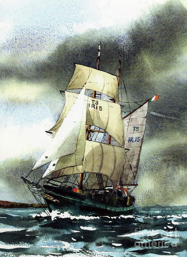 F  758  Asgard 11 often sailed along the Wild Atlantic way Painting by Val Byrne